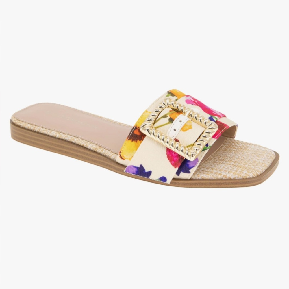 BCBGeneration Mollie floral print slide flat sandals - size 11